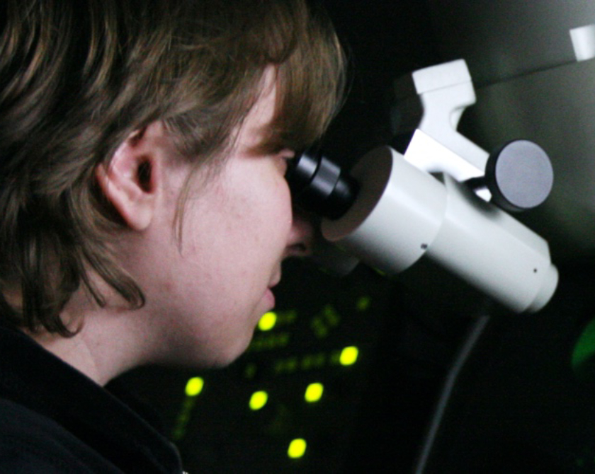 student doing research