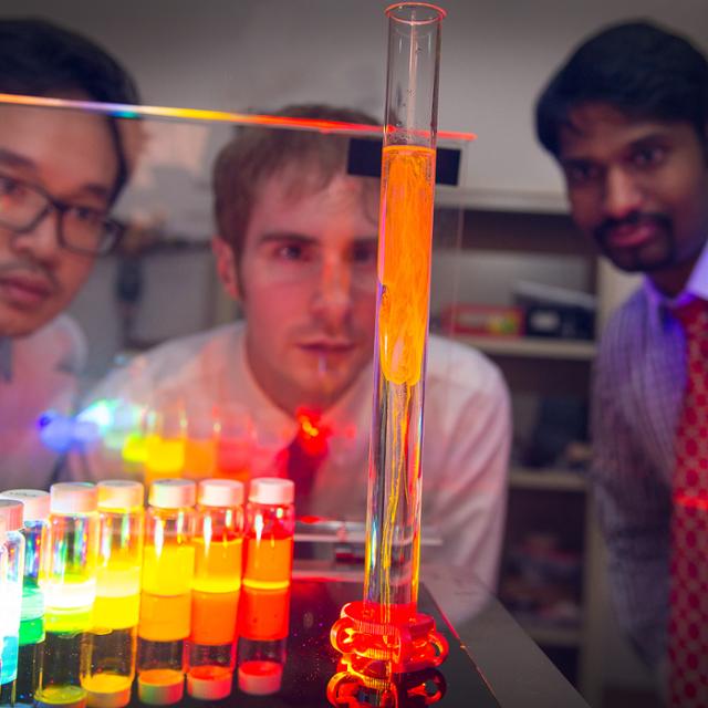 students working with fluorescence