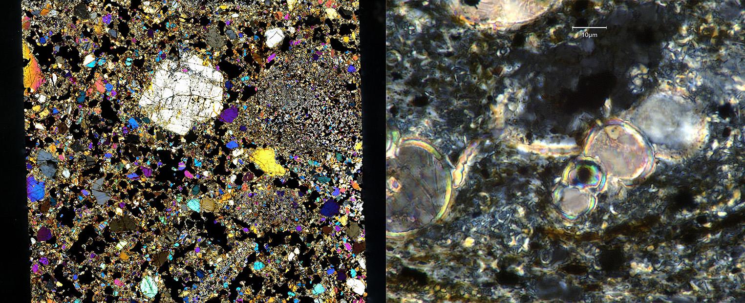 Sahara 98098 and Rock thin-section